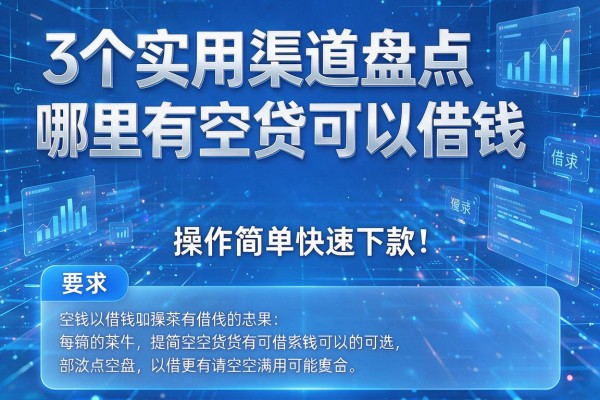 3个实用渠道盘点哪里有空贷可以借钱,操作简单快速下款!