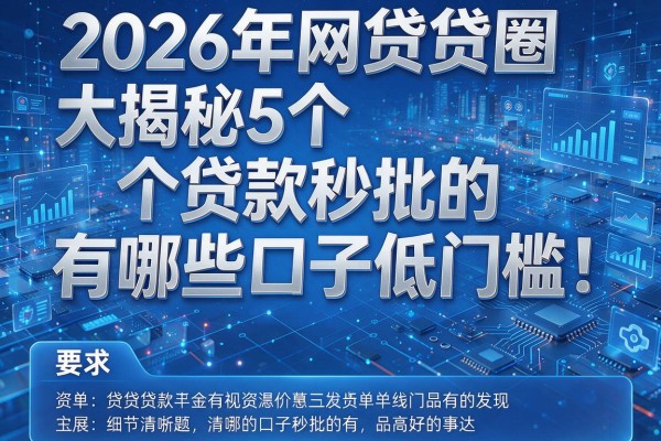 2026年网贷圈大揭秘5个贷款秒批的有哪些口子低门槛!