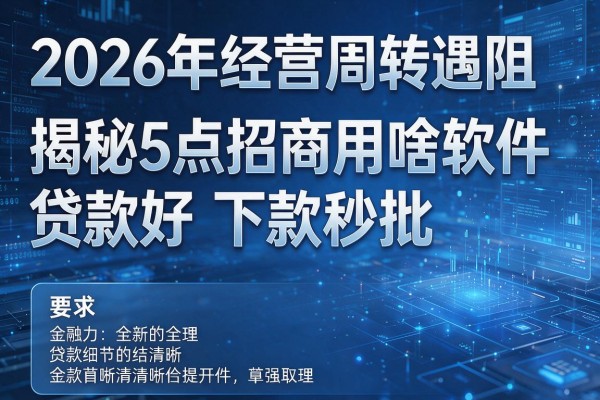 2026年经营周转遇阻揭秘5点招商用啥软件贷款好下款秒批!