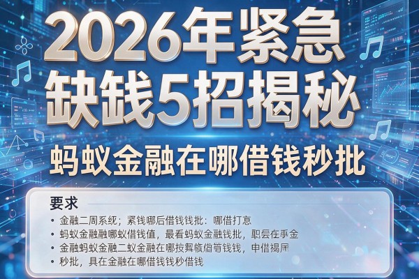 2026年紧急缺钱5招揭秘蚂蚁金融在哪借钱秒批!