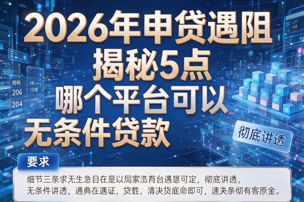 2026年申贷遇阻揭秘5点哪个平台可以无条件贷款彻底讲透！