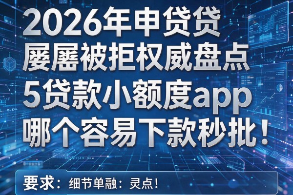 2026年申贷屡屡被拒权威盘点5贷款小额度app哪个容易下款秒批！