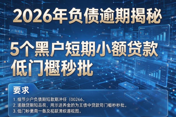 2026年负债逾期揭秘5个黑户短期小额贷款低门槛秒批!