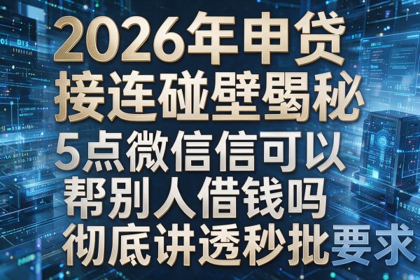2026年申贷接连碰壁揭秘5点微信可以帮别人借钱吗彻底讲透秒批!