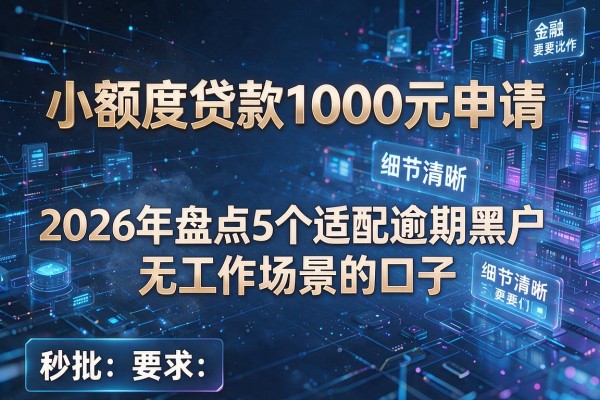 小额度贷款1000元申请 2026年盘点5个适配逾期黑户无工作场景的口子 秒批