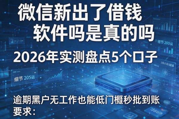 微信新出了借钱软件吗是真的吗 2026年实测盘点5个口子 逾期黑户无工作也能低门槛秒批到账