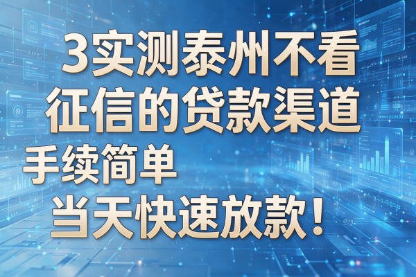 3个实测泰州不看征信的贷款渠道手续简单当天快速放款！