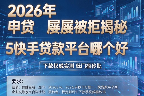 2026年申贷屡屡被拒揭秘5快手贷款平台哪个好下款权威实测低门槛秒批!