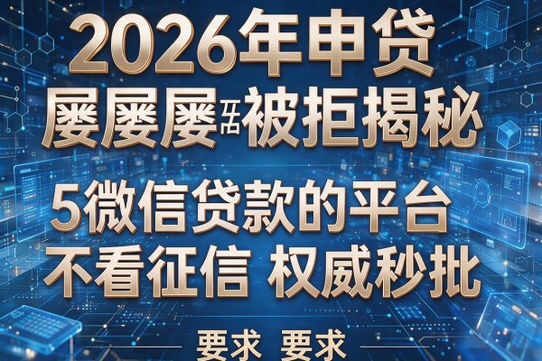 2026年申贷屡屡被拒揭秘5微信贷款的平台不看征信权威秒批!