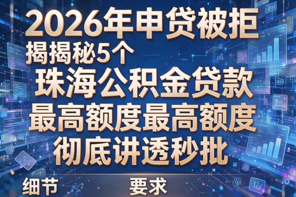 2026年申贷被拒揭秘5个珠海公积金贷款最高额度彻底讲透秒批!