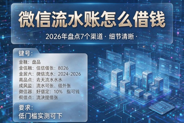微信流水账怎么借钱 2026年盘点7个渠道 低门槛实测可下!