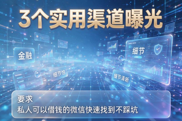 3个实用渠道曝光,私人可以借钱的微信快速找到不踩坑!