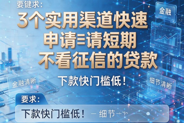 3个实用渠道快速申请短期不看征信的贷款，下款快门槛低！