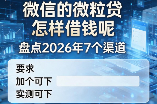 微信的微粒贷怎样借钱呢 盘点2026年7个渠道 实测可下！