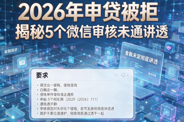2026年申贷被拒揭秘5个微信借钱审核未通过原因彻底讲透！