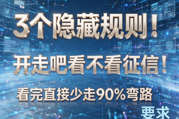 3个隐藏规则!开走吧看不看征信,看完直接少走90%弯路!