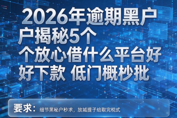 2026年逾期黑户揭秘5个放心借什么平台好下款低门槛秒批！