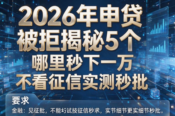 2026年申贷被拒揭秘5个哪里秒下一万不看征信实测秒批！