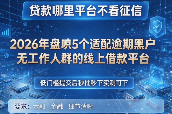 贷款哪里平台不看征信 2026年盘点5个适配逾期黑户无工作人群的线上借款平台 低门槛提交后秒批秒下实测可下!