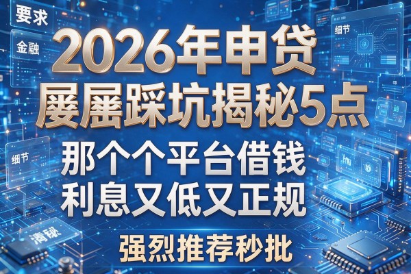 2026年申贷屡屡踩坑揭秘5点那个平台借钱利息又低又正规强烈推荐秒批!
