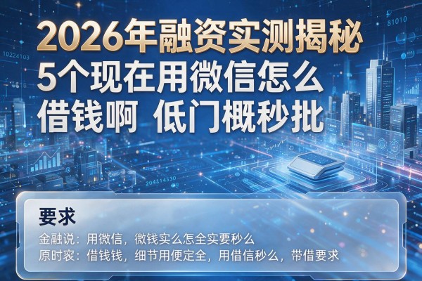 2026年融资实测揭秘5个现在用微信怎么借钱啊低门槛秒批!