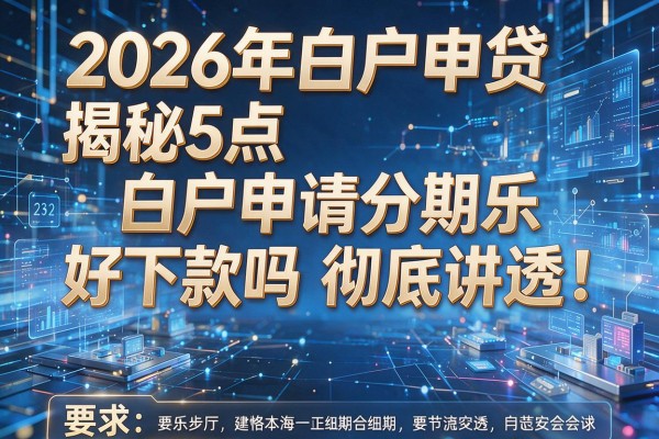 2026年白户申贷揭秘5点白户申请分期乐好下款吗彻底讲透!