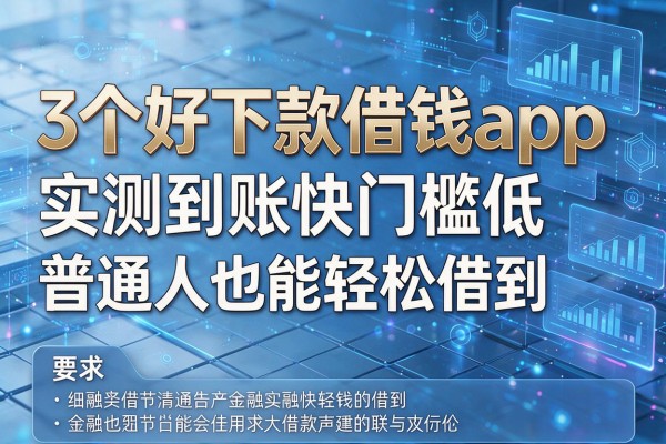 3个好下款借钱app实测到账快门槛低普通人也能轻松借到!