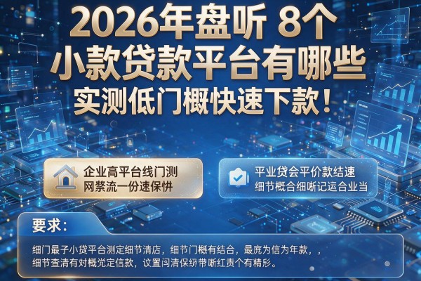 2026年盘点8个小款贷款平台有哪些实测低门槛快速下款!