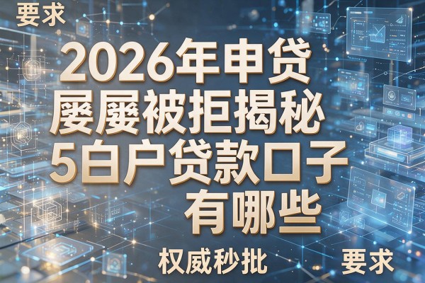 2026年申贷屡屡被拒揭秘5白户贷款口子有哪些权威秒批!