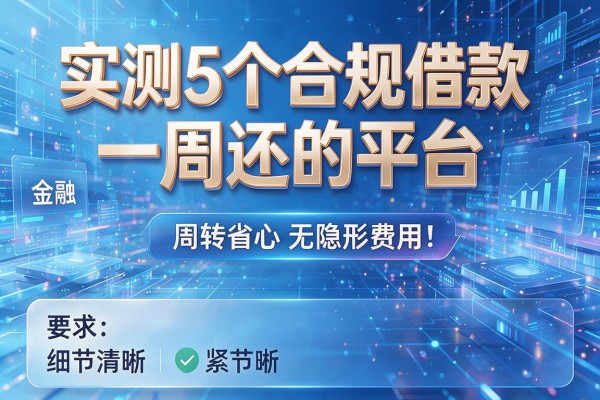 实测5个合规借款一周还的平台,周转省心无隐形费用!
