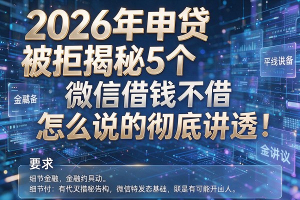 2026年申贷被拒揭秘5个微信借钱不借怎么说的彻底讲透!