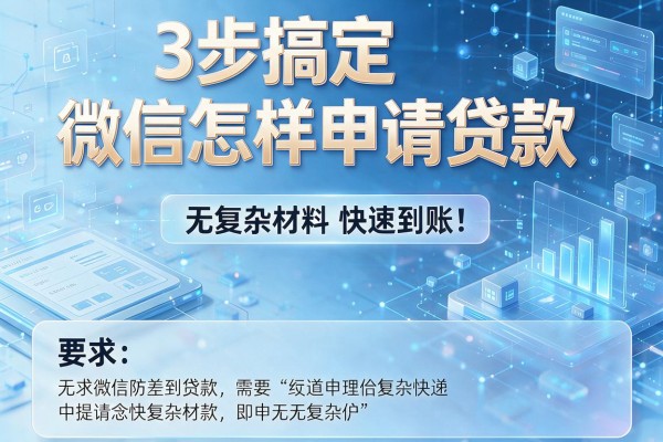 3步搞定微信怎样申请贷款，无复杂材料快速到账！