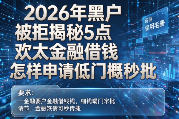 2026年黑户被拒揭秘5点欢太金融借钱怎样申请低门槛秒批!