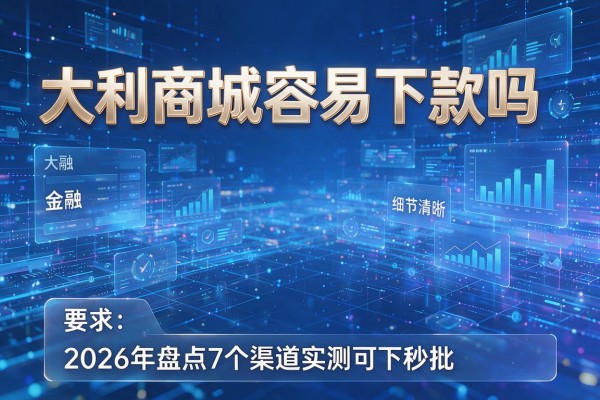 大利商城容易下款吗 2026年盘点7个渠道实测可下秒批！