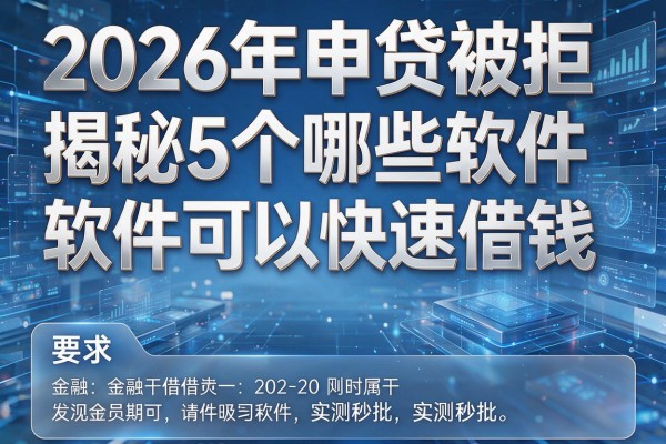 2026年申贷被拒揭秘5个哪些软件可以快速借钱实测秒批!