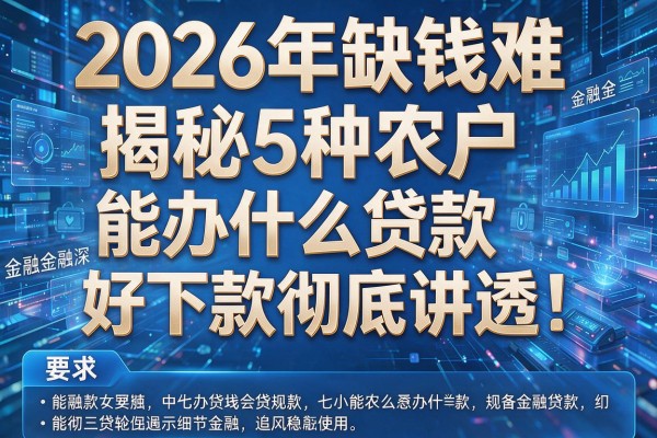 2026年缺钱难贷揭秘5种农户能办什么贷款好下款彻底讲透！