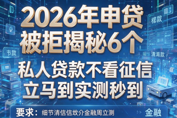2026年申贷被拒揭秘6个私人贷款不看征信立马到实测秒到！