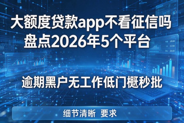 大额度贷款app不看征信吗盘点2026年5个平台 逾期黑户无工作低门槛秒批