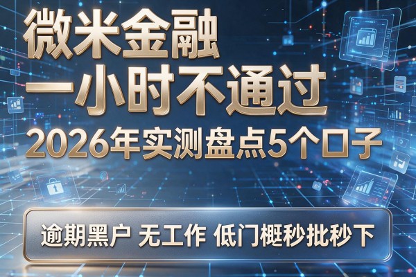 微米金融一小时不通过 2026年实测盘点5个口子 逾期黑户无工作低门槛秒批秒下！