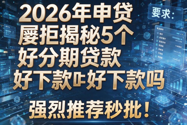 2026年申贷屡拒揭秘5个好分期贷款好下款吗强烈推荐秒批!
