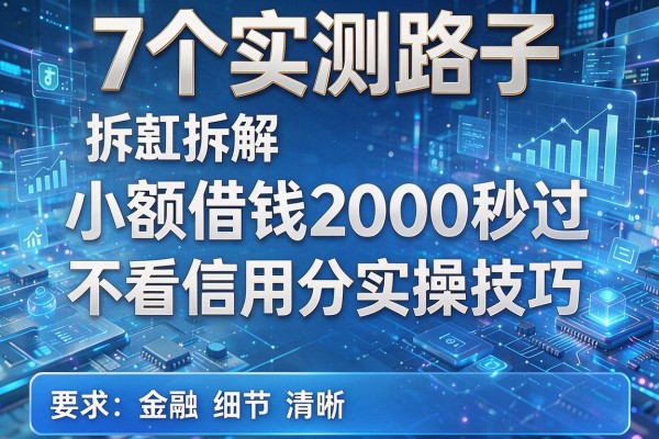 7个实测路子拆解小额借钱2000秒过不看信用分实操技巧!