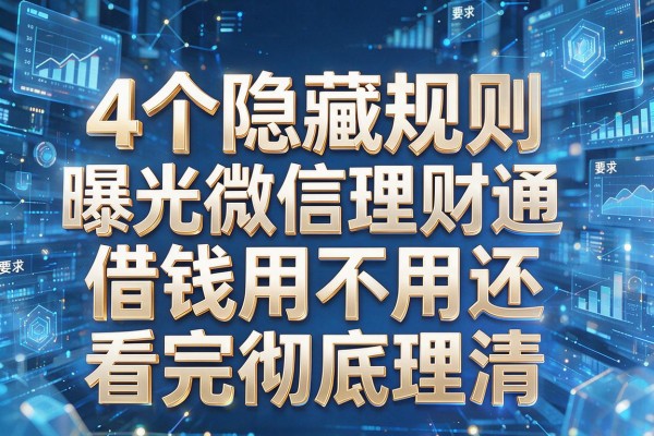 4个隐藏规则曝光微信理财通借钱用不用还看完彻底理清!