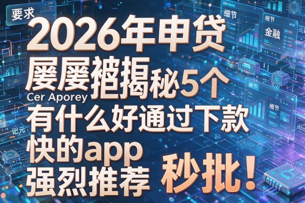 2026年申贷屡屡被拒揭秘5个有什么好通过下款快的app强烈推荐秒批!