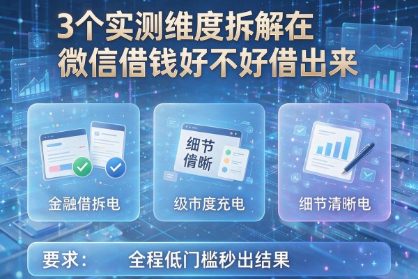 3个实测维度拆解在微信借钱好不好借出来,全程低门槛秒出结果!