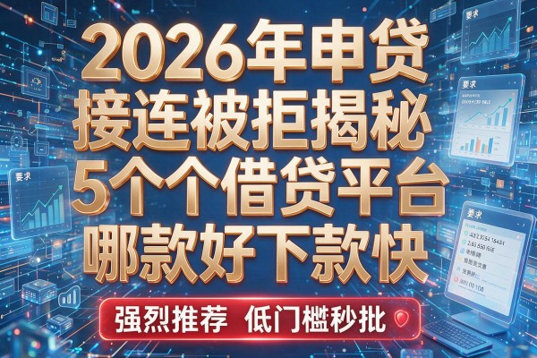 2026年申贷接连被拒揭秘5个借贷平台哪款好下款快强烈推荐低门槛秒批!