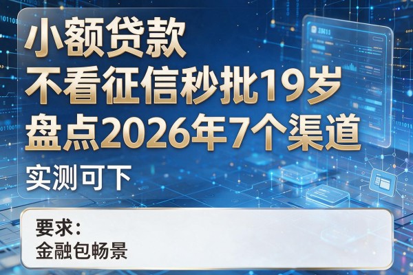 小额贷款不看征信秒批19岁盘点2026年7个渠道实测可下！