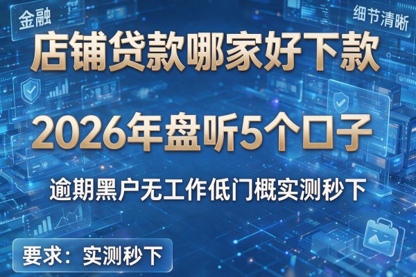 店铺贷款哪家好下款 2026年盘点5个口子 逾期黑户无工作低门槛实测秒下!