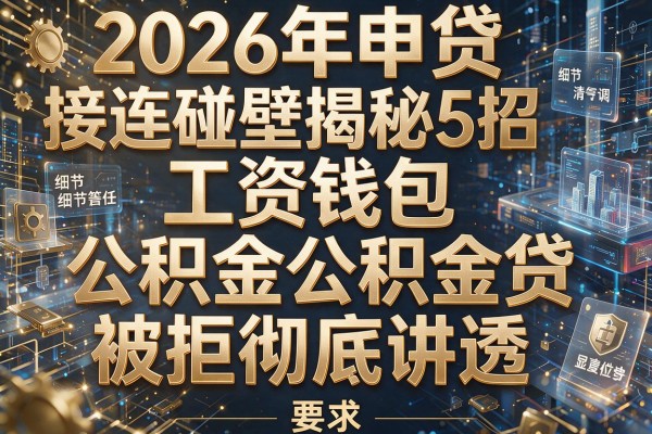 2026年申贷接连碰壁揭秘5招工资钱包公积金贷被拒彻底讲透!