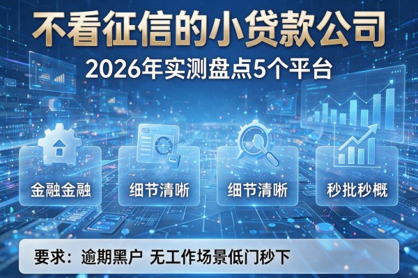 不看征信的小贷款公司 2026年实测盘点5个平台 覆盖逾期黑户无工作场景低门槛秒批秒下!