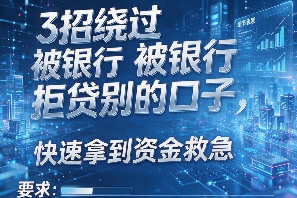 3招绕过被银行拒贷别的口子,快速拿到资金救急!